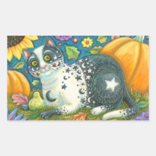 MILKYWAY Halloween Folk Art CAT STICKERS Lakan Rektangulärt Klistermärke