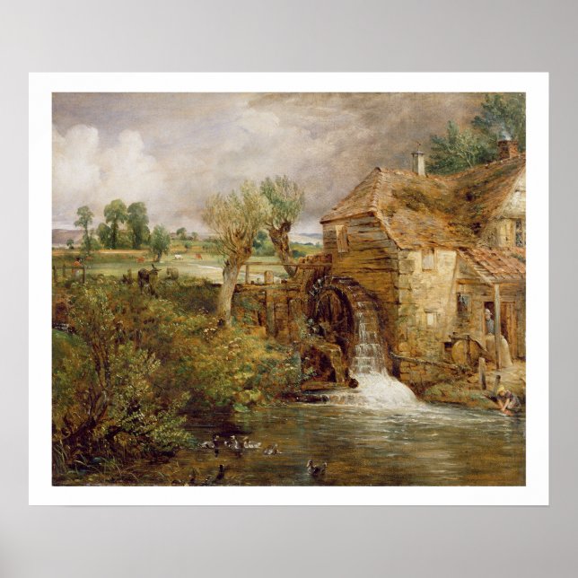 Mill at Gillingham, Dorset, 1825-26 (olja på canva Poster (Framsidan)