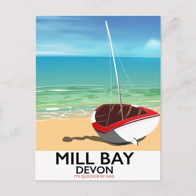 Mill Bay Devon Järnväg affisch Vykort (Framsida)