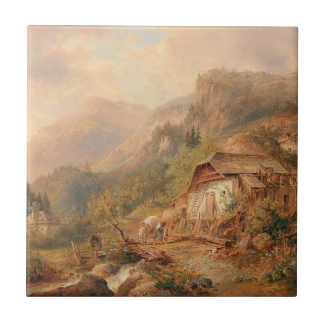 Mill nära Steierling, Upper Austria Barbarini Kakelplatta (Framsidan)