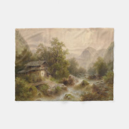 Mill på en Mountain Stream (av Albert Rieger) Fleecefilt