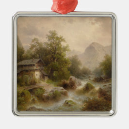Mill på en Mountain Stream (av Albert Rieger) Julgransprydnad Metall