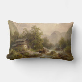 Mill på en Mountain Stream (av Albert Rieger) Lumbarkudde