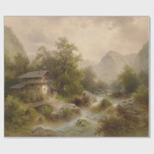 Mill på en Mountain Stream (av Albert Rieger)