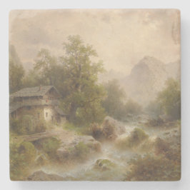 Mill på en Mountain Stream (av Albert Rieger) Stenunderlägg