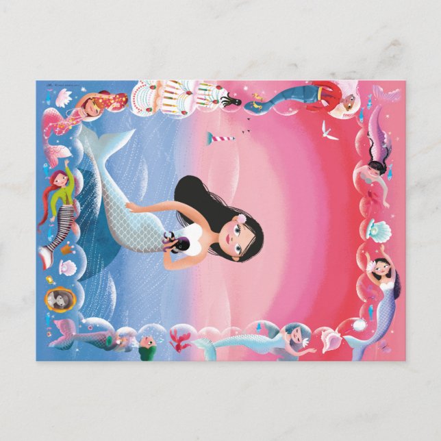 Milla illustrationen av Sjöjungfrun Vykort (Framsida)