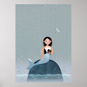 Milla Sjöjungfru sitta i barnen regn Poster