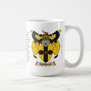 Millard, ursprung, det menande och vapenskölden kaffemugg