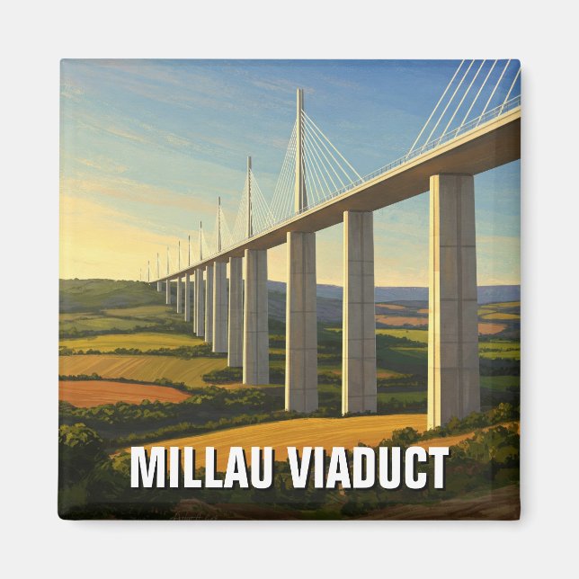 Millau Viaduct Frankrike Travel Magnet (Framsidan)