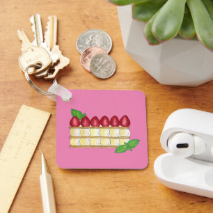 Mille Feuille Fransk Food Puff Pastry Raspbär Nyckelring