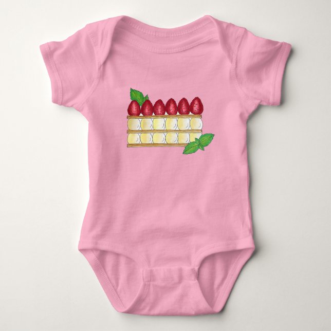 Mille Feuille Fransk Food Puff Pastry Raspbär T Shirt (Framsida)
