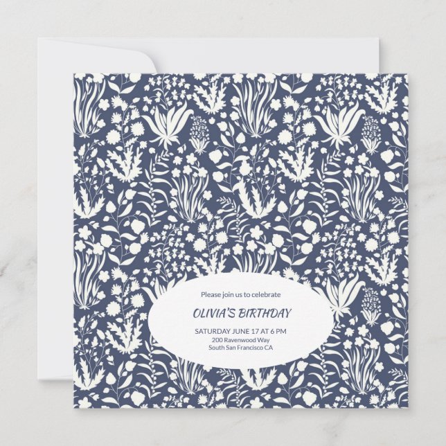 Mille Fleur Design Födelsedag Inbjudningar (Framsida)