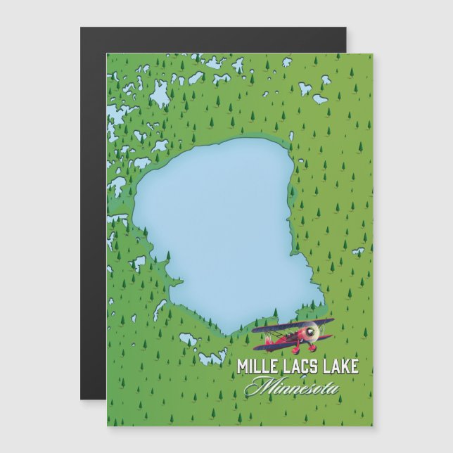 Mille Lacs Lake Minnesota resekarta. (Fram/baksida)