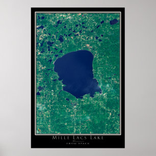 Mille Lacs Sjö Minnesota Satellite Poster Karta