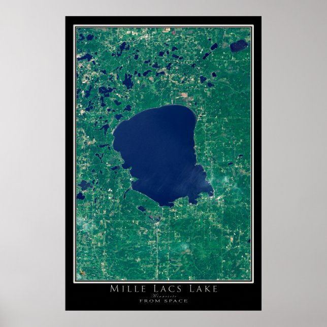 Mille Lacs Sjö Minnesota Satellite Poster Karta (Framsidan)