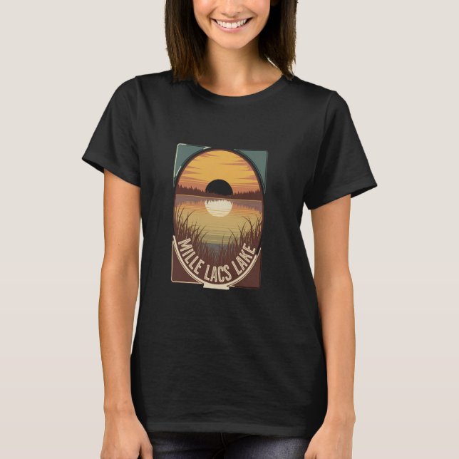 Mille Lacs Sjö Scenia Sunset Reflection T Shirt (Framsida)