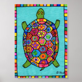 Millefiori Mosaic Turtle Mini Folk Art Poster
