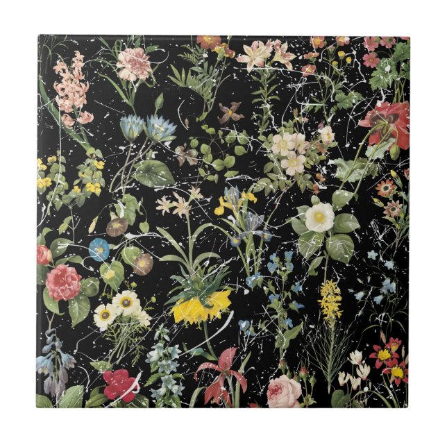 Millefleur belägger med tegel det keramiska fotoet kakelplatta (Framsidan)