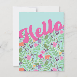 Millefleur Stylized Flowers Hej Thinking You Vykort