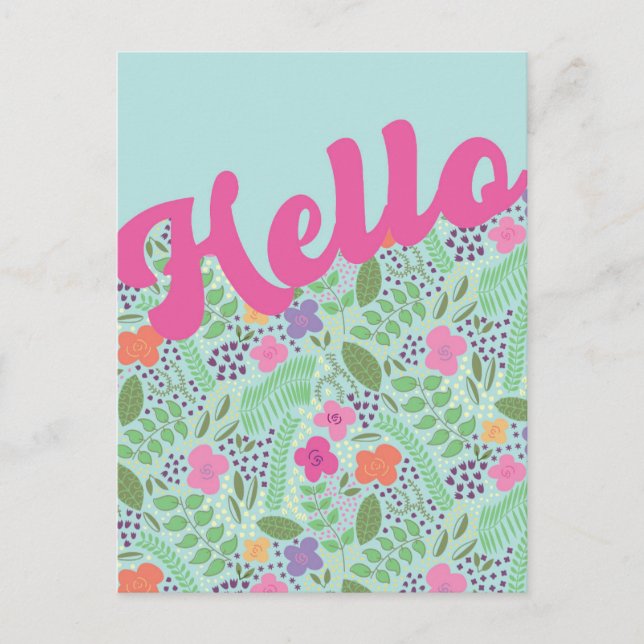 Millefleur Stylized Flowers Hej Thinking You Vykort (Framsida)