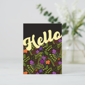 Millefleur Stylized Flowers Hej Thinking You Vykort