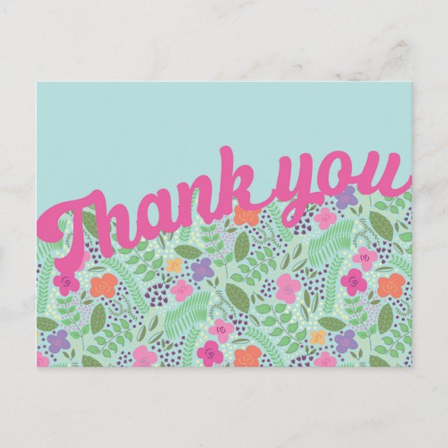 Millefleur Stylized Flowers Pastels Tack Vykort (Framsida)