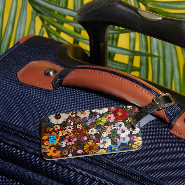 Millefleurs, blommor, Monogram, Blommigt Bagagebricka (Framsida Insitu 3)