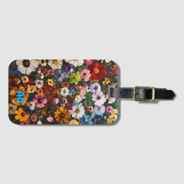 Millefleurs, blommor, Monogram, Blommigt Bagagebricka