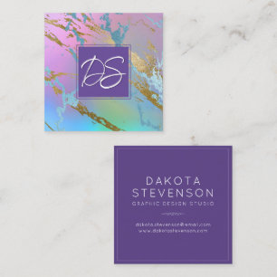 Millennial Marble Rainbow Pastel Ombre Branding Fyrkantigt Visitkort