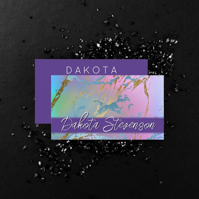 Millennial Marble | Rainbow Pastel Ombre Branding Visitkort (Skapare uppladdad)