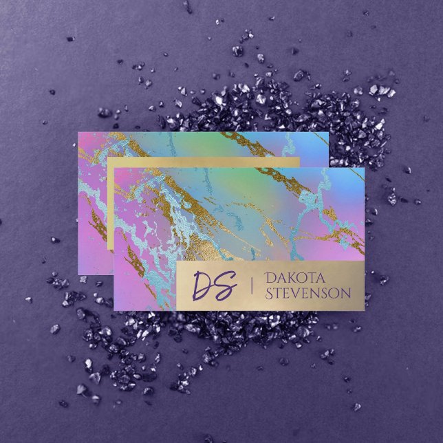Millennial Marble | Rainbow Pastel Ombre Branding Visitkort (Skapare uppladdad)