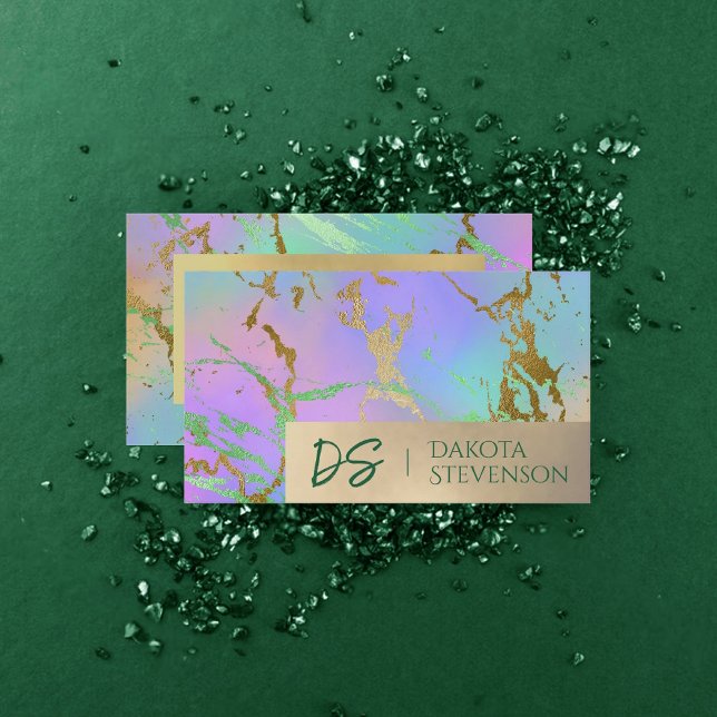 Millennial Marble | Rainbow Pastel Ombre Branding Visitkort (Skapare uppladdad)