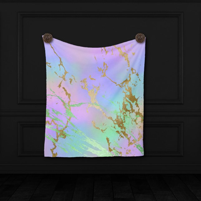 Millennial Marble | Uppspelning av Regnbåge Pastel Fleecefilt (Skapare uppladdad)