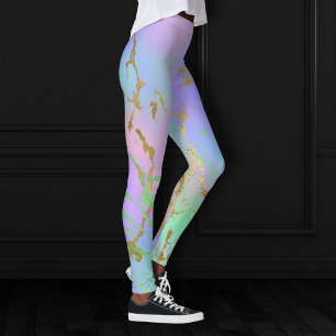 Millennial Marble Uppspelning av Regnbåge Pastel Leggings