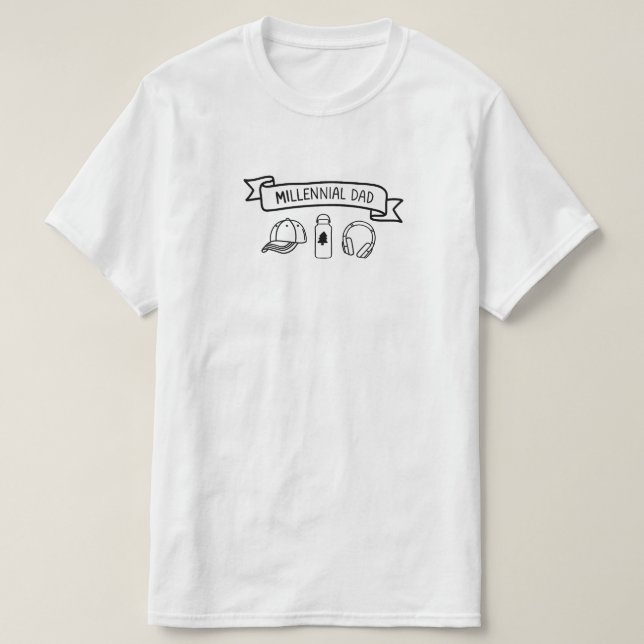 Millennial Pappa Doodle Banner Fars dag Present T Shirt (Design framsida)
