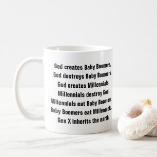 Millennial skämt för rolig person född under en kaffemugg