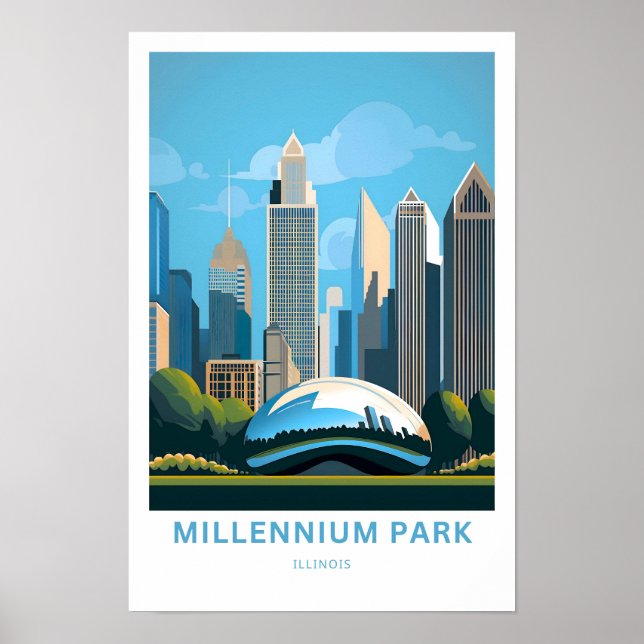 Millennium Park Illinois Travel Skriv ut Poster (Framsidan)