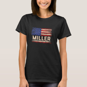 Miller Last Name Shirt Miller Namn American Flagga T
