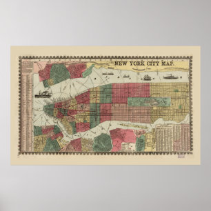 Millers Karta i staden New York (1862) Poster