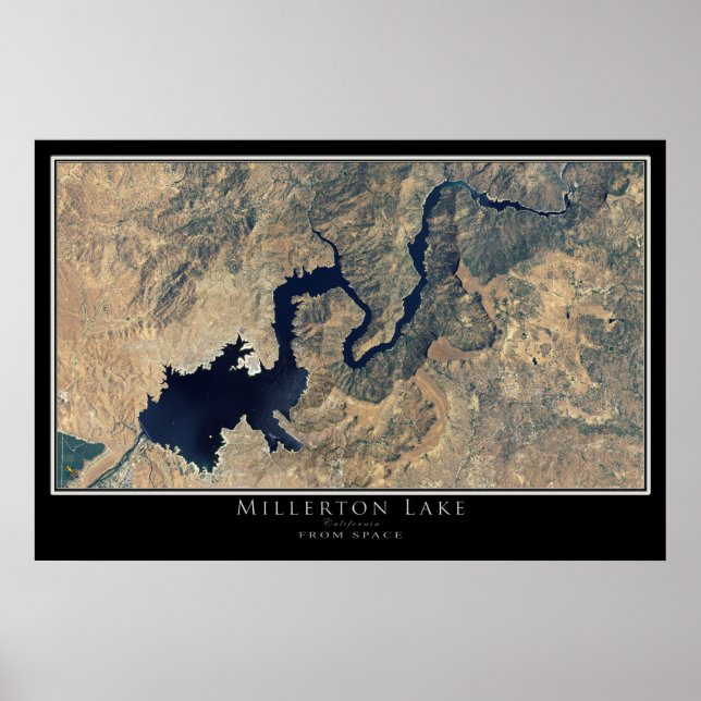 Millerton Lake California Satellite Map Poster (Framsidan)