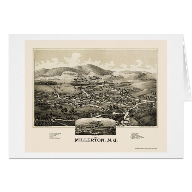 Millerton med Irondale, panorama- karta för NY - Hälsningskort (Framsidan Horizontal)