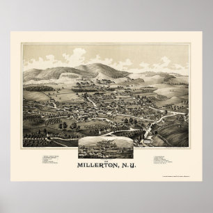 Millerton With Irondale, NY Panoramic Karta - 1887 Poster