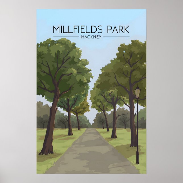 Millfields Park Hackney London Resemålning Affisch (Framsidan)