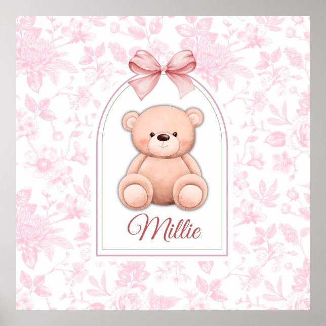 Millie | Anpassningsbar Rosa Nalle Försörjningsdes Poster (Framsidan)