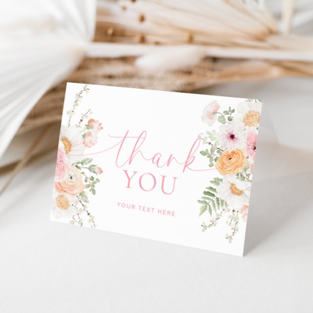 Millie Blommig Bröllopsfest Tack Kort (Bridal Shower Thank You Card)