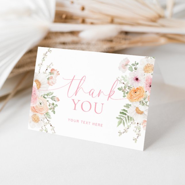Millie Blommig Vikad Tacksamhetskort Kort (Thank You Card Millie Floral )