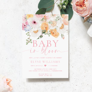 Millie Blommigt Baby i bloombabyskor Inbjudningar