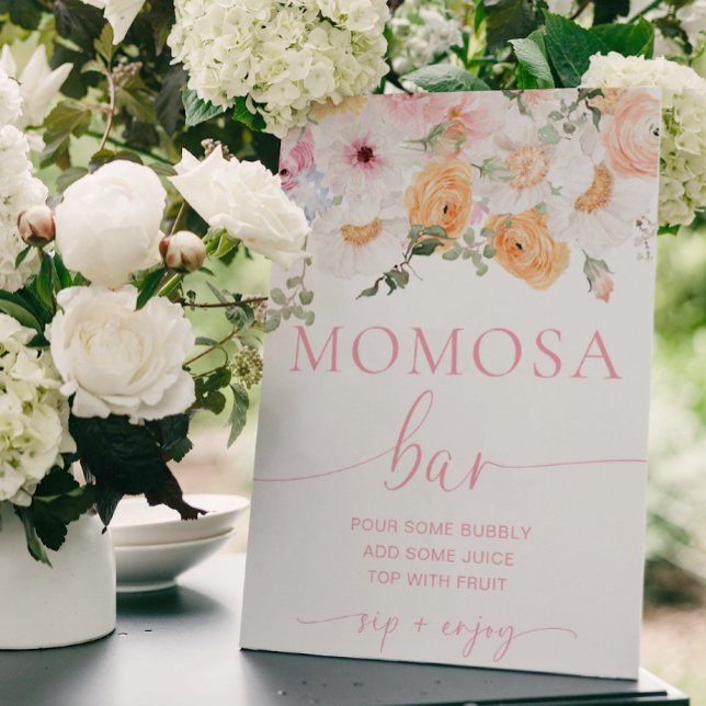 Millie Blommigt Baby Shower Mamma-osa Pub Poster (Mimosa Bar Sign Millie Floral )