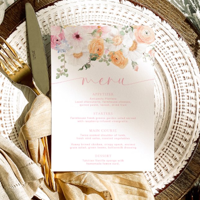 Millie Blommigt Menu & Tack Meny (Menu Millie Foral )