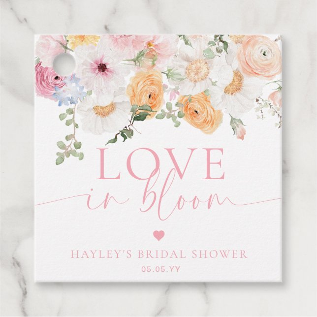Millie Floral Love In Bloom Bröllopsdusch Gåvor Etiketter (Framsida)